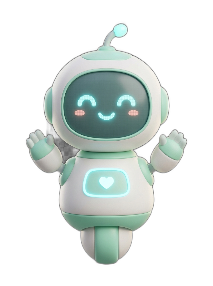 Tech concept companion — futuristic robot character
