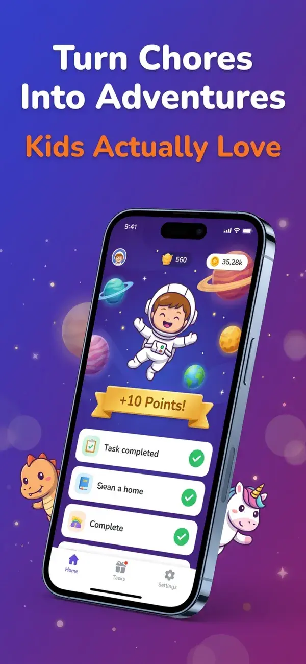 Kids completing tasks and earning points in the Space World