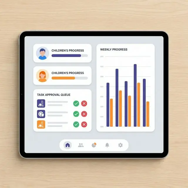 KudoKids parent dashboard — track progress and approve tasks
