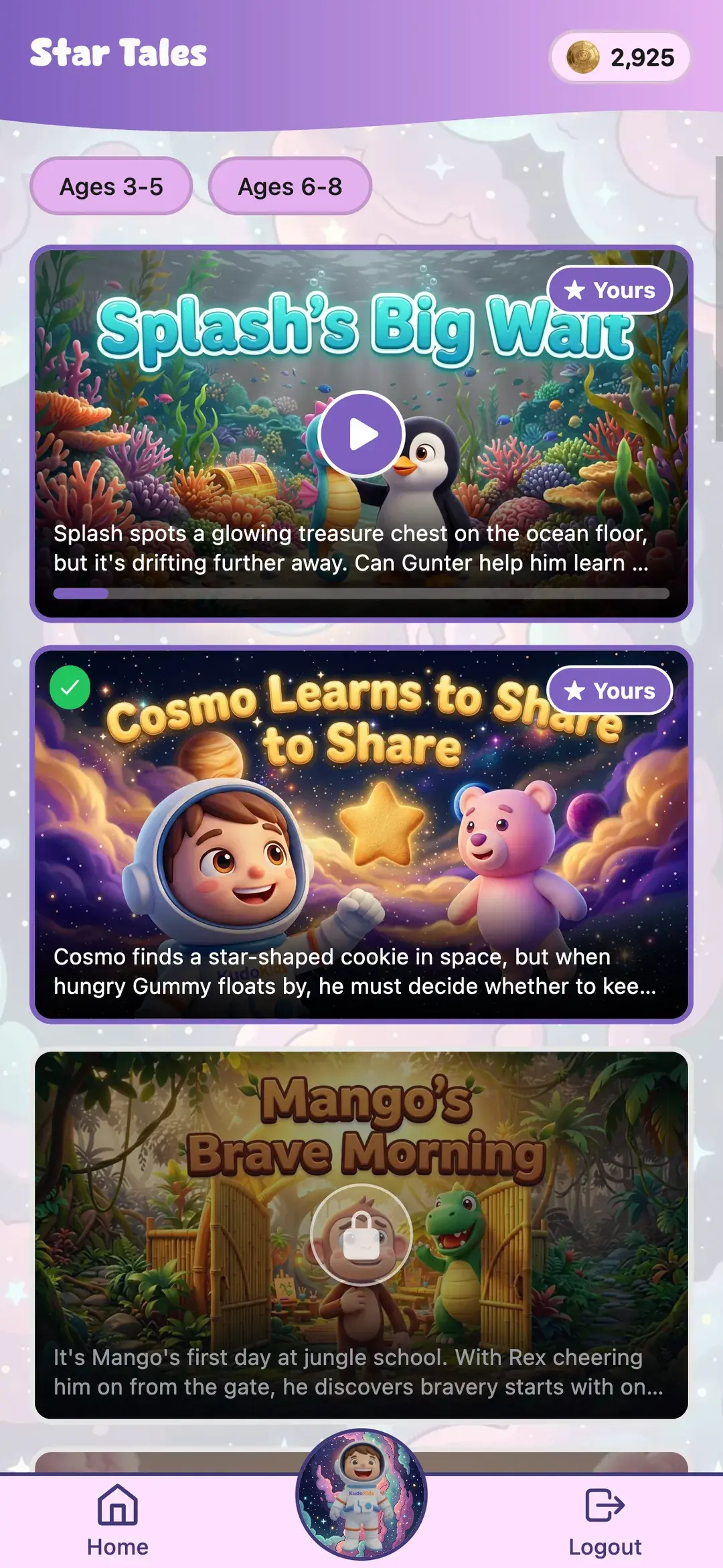 Interactive choose-your-path stories where companions model coping strategies